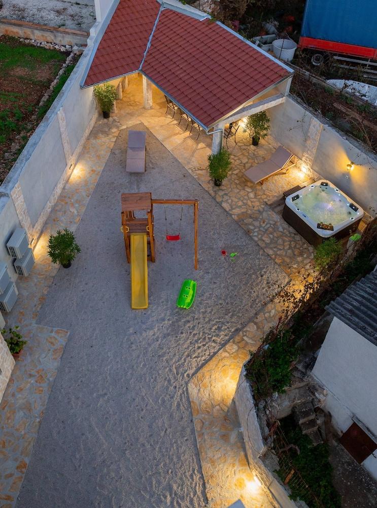 Beachfront Villa Seashell with Pool Aerial View